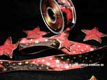 Weihnachtsband Gold-Sterne Bordeaux mit Draht 40mm Weihnachtsband Gold-Sterne Bordeaux mit Draht 40mm