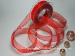 Organzaband Morée Rot mit Draht 25mm