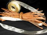 Organzaband Touch-Flor Creme mit Draht und Goldkante 25mm