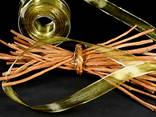 Organzaband Touch-Flor Grün mit Draht und Goldkante 25mm