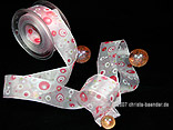 Organzaband Retro Rosa mit Draht 40mm Organzaband Retro Rosa mit Draht 40mm