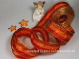 Weihnachtsband Blockstreifen Orange mit Draht 40mm