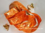 Weihnachtsband Angelo Orange mit Draht 40mm