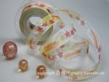Blumenband Frühjahrsgarten Creme mit Draht 25mm