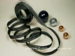 Streifenband Zick-Zack Grau Schwarz mit Draht 15mm