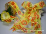 Motivband Big Flower Gelb mit Draht 40mm