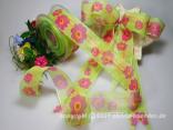 Motivband Big Flower Grün mit Draht 40mm Motivband Big Flower Grün mit Draht 40mm