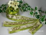 Motivband Country Flower Hellgrün mit Draht 40mm Motivband Country Flower Hellgrün mit Draht 40mm