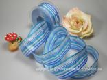 Streifenband Rainbow Blau mit Draht 40mm Streifenband Rainbow Blau mit Draht 40mm