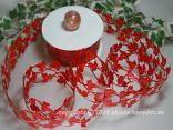 Blumenband Blätterranke Rot ohne Draht 40mm