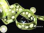 Organzaband Bubbles Apfelgrün mit Draht 40mm Organzaband Bubbles Apfelgrün mit Draht 40mm