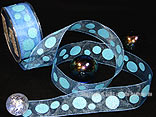 Organzaband Bubbles Hellblau mit Draht 40mm Organzaband Bubbles Hellblau mit Draht 40mm
