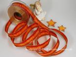 Weihnachtsband Blockstreifen Orange mit Draht 25mm