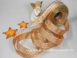 Weihnachtsband Hahnentritt Lachs mit Draht 25mm