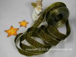 Weihnachtsband Hahnentritt Olivegrün mit Draht 25mm