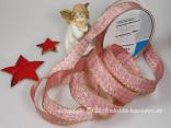 Weihnachtsband Hahnentritt Altrosa mit Draht 25mm
