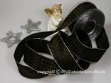 Weihnachtsband Hahnentritt Braun Silber mit Draht 40mm Weihnachtsband Hahnentritt Braun Silber mit Draht 40mm