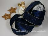 Weihnachtsband Hahnentritt Blau Gold mit Draht 40mm Weihnachtsband Hahnentritt Blau Gold mit Draht 40mm