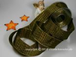 Weihnachtsband Hahnentritt Olivegrün Gold mit Draht 40mm Weihnachtsband Hahnentritt Olivegrün Gold mit Draht 40mm