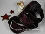 Weihnachtsband Hahnentritt Brombeer Silber mit Draht 40mm Weihnachtsband Hahnentritt Brombeer Silber mit Draht 40mm