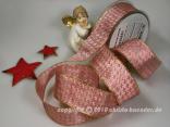 Weihnachtsband Hahnentritt Altrosa Gold mit Draht 40mm Weihnachtsband Hahnentritt Altrosa Gold mit Draht 40mm