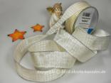 Weihnachtsband Hahnentritt Creme Silber mit Draht 40mm