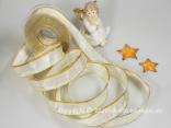 Weihnachtsband Blockstreifen Creme Honig mit Draht 25mm