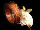 Satinbändchen Goldkante Rot ohne Draht 2-3mm
