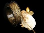 Satinbändchen Goldkante Dunkelblau ohne Draht 3mm