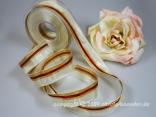 Streifenband Trilogie Creme mit Draht 25mm