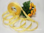 Karoband Landhauskaro Gelb mit Draht 15mm Karoband Landhauskaro Gelb mit Draht 15mm