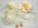 Organzaband Ziehband Creme ohne Draht 40mm