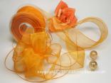 Organzaband Ziehband Orange ohne Draht 40mm