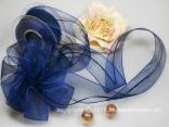 Organzaband Ziehband Blau ohne Draht 40mm