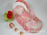 Motivband Red Roses Rosa mit Draht 40mm