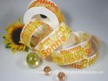 Geschenkband, Dekoband, Schleifenband Motivband Sunshine Gelb Orange mit Draht 40mm