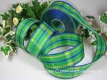 Karoband Herbstkaro Hellgrün mit Draht 40mm Karoband Herbstkaro Hellgrün mit Draht 40mm
