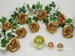Weihnachtsband Dekoartikel Glitzerrosen Gold 38mm 12 Stück