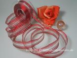 Streifenband Duett Rot mit Draht 25mm Streifenband Duett Rot mit Draht 25mm
