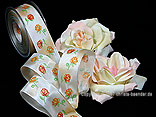 Blumenband Rosenzauber Orange mit Draht 40mm Blumenband Rosenzauber Orange mit Draht 40mm