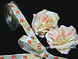 Blumenband Rosenzauber Gelb mit Draht 25mm