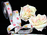 Blumenband Rosenzauber Rosa mit Draht 25mm