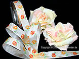 Blumenband Rosenzauber Orange mit Draht 25mm Blumenband Rosenzauber Orange mit Draht 25mm
