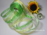 Streifenband Duett Grün mit Draht 40mm Streifenband Duett Grün mit Draht 40mm