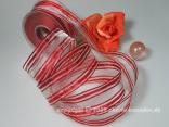 Streifenband Duett Rot mit Draht 40mm Streifenband Duett Rot mit Draht 40mm