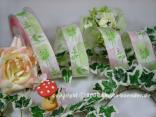Motivband Little Rose Creme/Mintgrün mit Draht 40mm Motivband Little Rose Creme/Mintgrün mit Draht 40mm