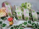 Motivband Little Rose Creme/Hellgrün mit Draht 40mm Motivband Little Rose Creme/Hellgrün mit Draht 40mm