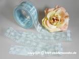 Motivband White Flowers Hellblau mit Draht 40mm