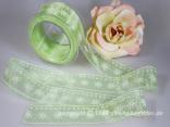 Motivband White Flowers Hellgrün mit Draht 40mm Motivband White Flowers Hellgrün mit Draht 40mm