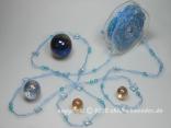 Geschenkband, Dekoband, Schleifenband Bändchen Perlenkette mit Schmetterlingen Hellblau ohne Draht Geschenkband, Dekoband, Schleifenband Bändchen Perlenkette mit Schmetterlingen Hellblau ohne Draht